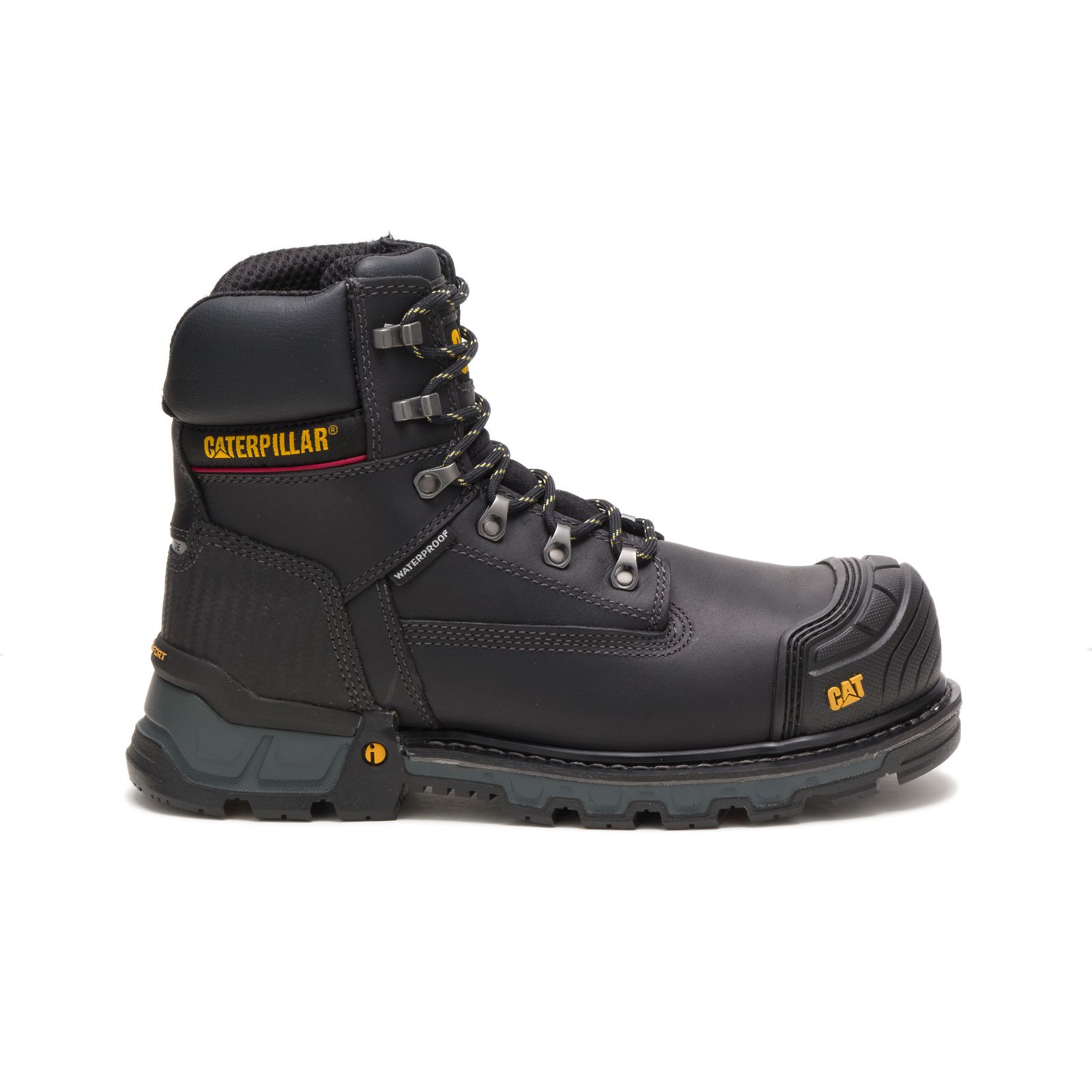 Caterpillar Boots Pakistan - Caterpillar Excavator Xl 6" Waterproof Composite Toe Mens Work Boots Black (685341-GQO)